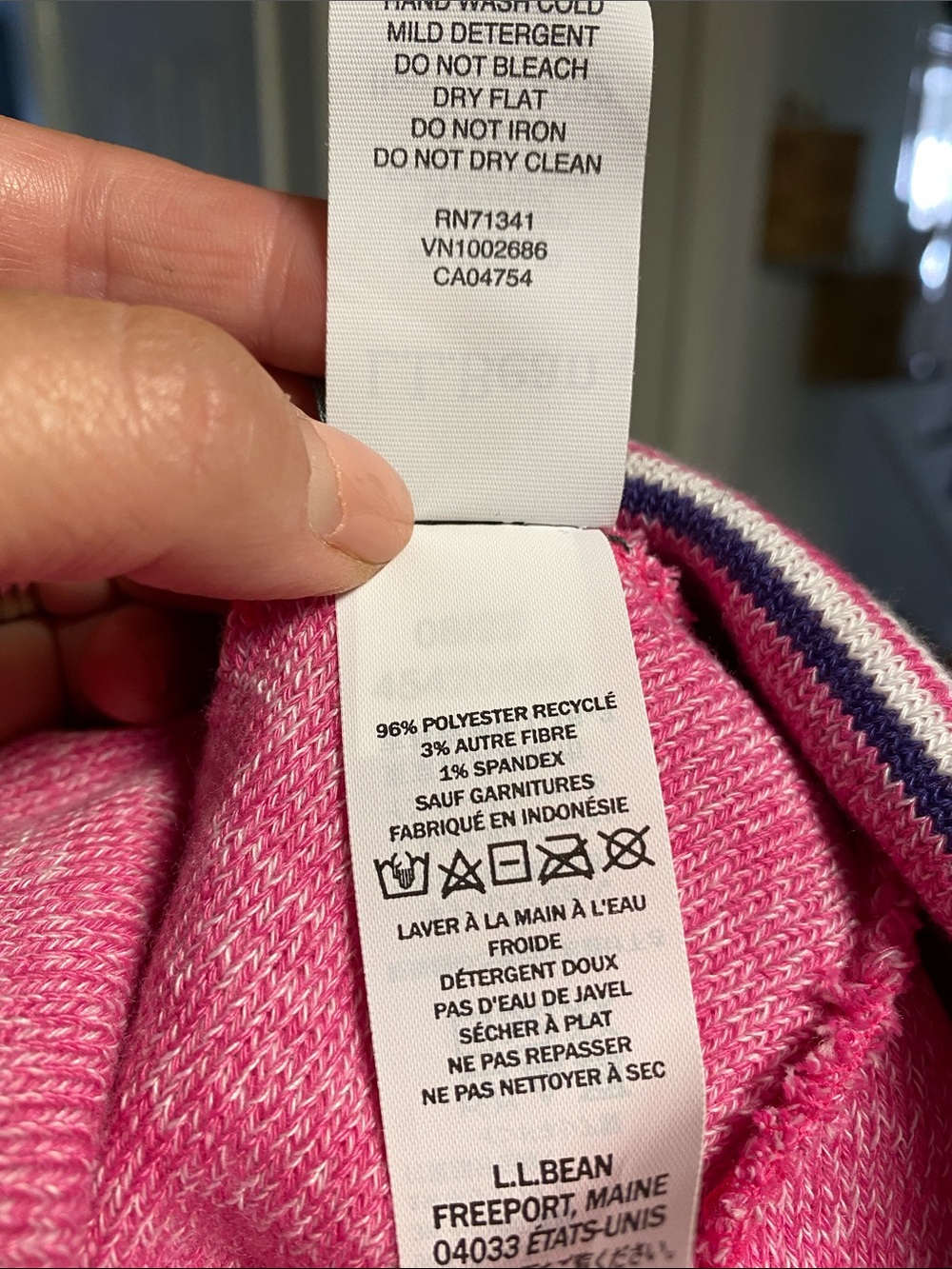 2 L.L.Bean Kids Pom Knit Beanie Hats - Pink & Blue - Picture 2 of 3